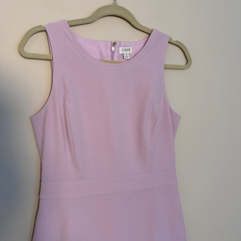 NWT J.Crew Lavender Sheath Dress Sleeveless Formal Business Cotton SZ 4 - Picture 2 of 7